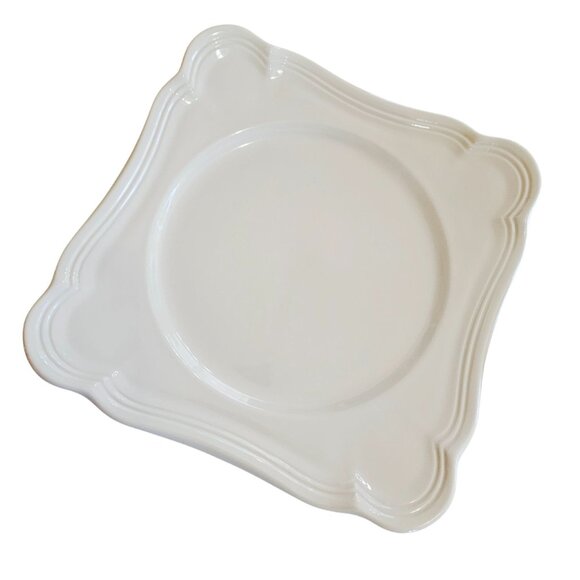 2 Mikasa French Countryside Square Dinner Plates 10" cream stoneware dishwasher - Picture 6 of 7